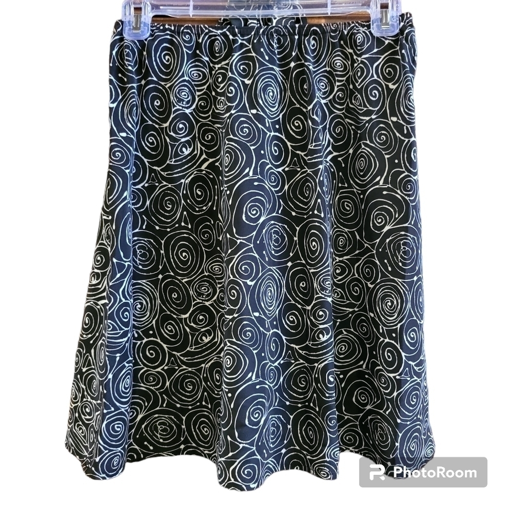 Black Top Black/Cream Midi Skirt Office Suit Scarf Coordinated Set - Picture 6 of 6